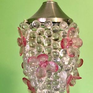 Pendant light with pink flowers